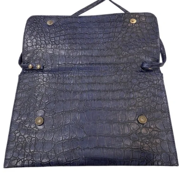 Leather Envelope Bag Croc Detail Leather Crossbody Laptop Bag By Orange Caramel - Picture 6 of 8